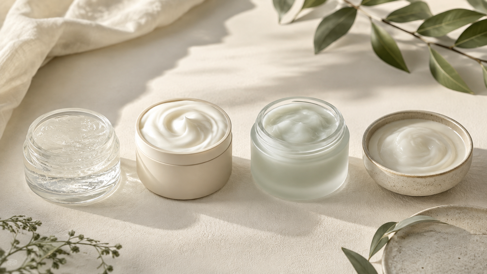 Different moisturizer textures for oily dry sensitive and combination skin